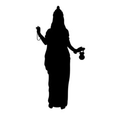 Silhouette of Indian Goddess Brahmacharini. Happy Navaratri.