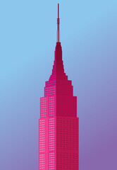 Empire State Building Vector, New York Skyline, Tall Building, Empire State Building Icon, Gradient Illustration Background Poster