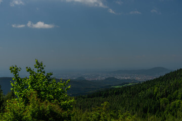 Fototapeta na wymiar Graz city and hills near Sankt Radegund town in summer fresh morning