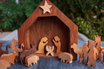 rustic wood christmas holiday nativity scene background
