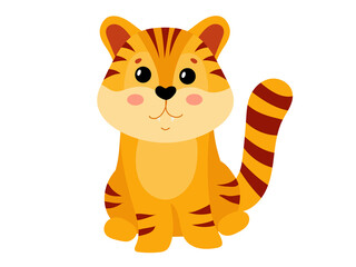 Fototapeta na wymiar Cute tiger cub Symbol of the new year. Year of the tiger. Ginger tabby kitten. Vector illustration isolated on white background.
