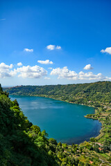 View of Lake Nemi, a small town in the province of Rome, Italy.