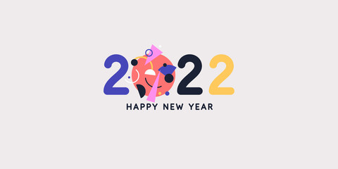 Background with the inscription Happy New Year 2022. Vector illustration in flat flat style.