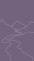 Beautiful abstract landscape, background or card template in modern colors, in popular art style