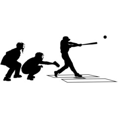 Baseball catcher, batter in ready position to playing. Baseball game player Home Plate catcher, batter at work on baseball field detailed realistic silhouette