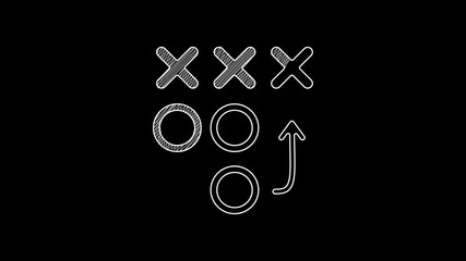 White line Planning strategy concept icon isolated on black background. Soccer or american football cup formation and tactic. 4K Video motion graphic animation
