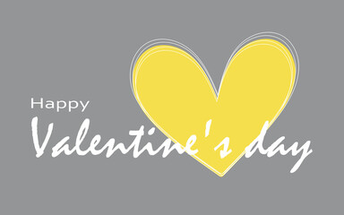 Happy Valentine's Day greeting card. The trending colors of 2021 are yellow and gray. 