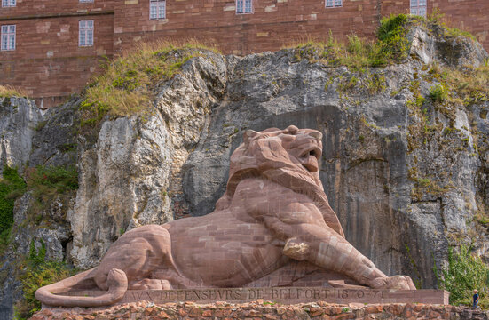 Belfort, France - 09 04 2021: The Lion of Bartholdi