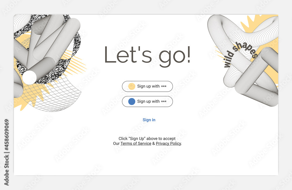 Poster vector concept with universal abstract shapes, text. landing page template