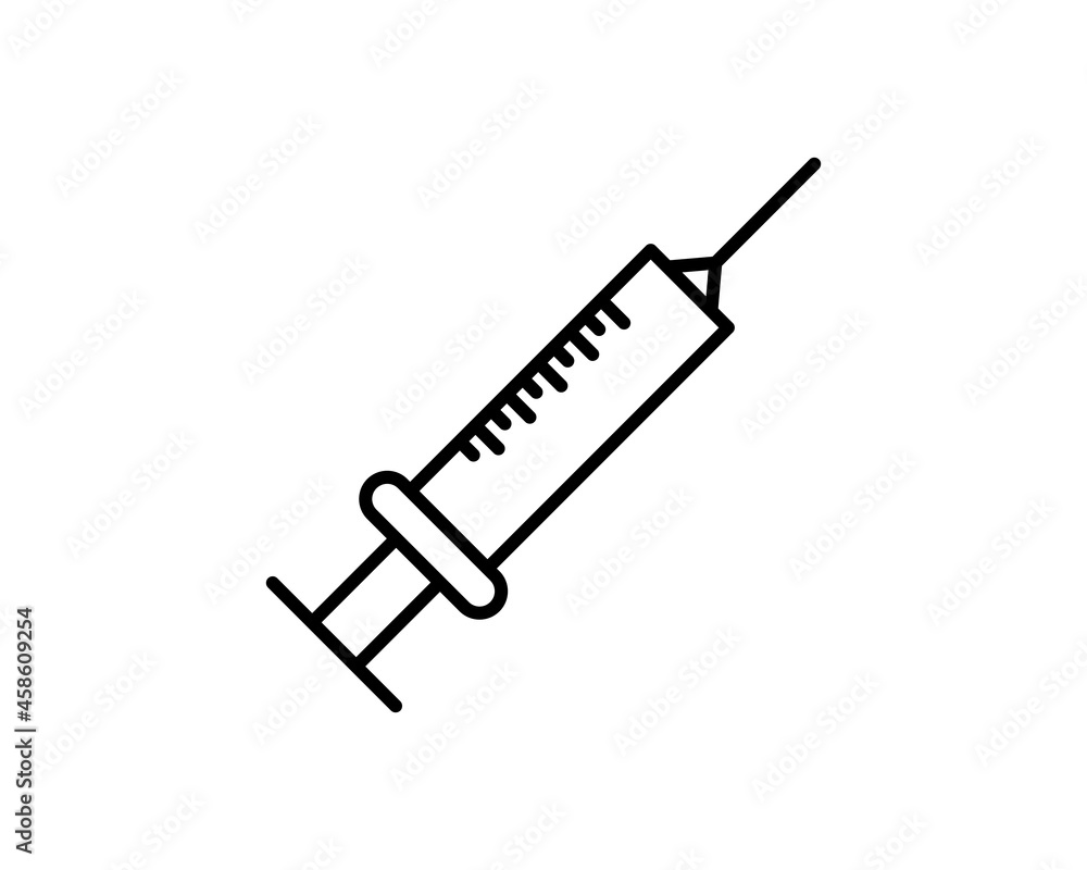Poster syringe line icon. injection vector illustration isolated on white. vaccination outline style design