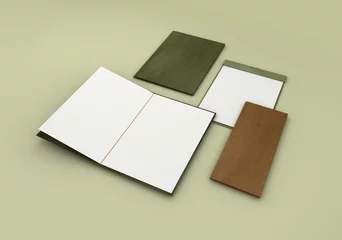 Fotobehang menu render with brown and green covers © Un-Branded (P4MM)