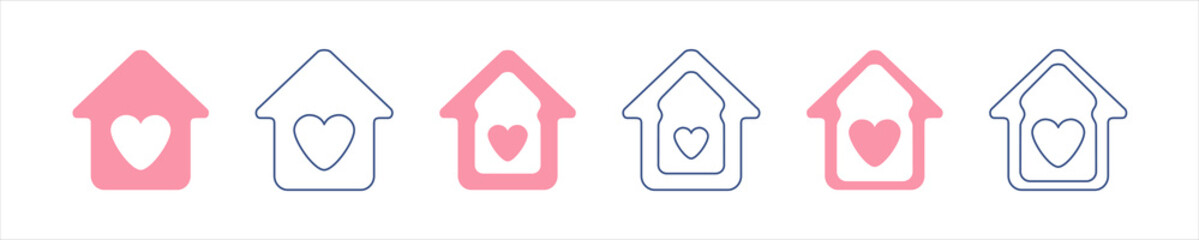 House icon set with heart