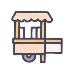 Obraz premium popcorn trade cart color vector doodle simple icon