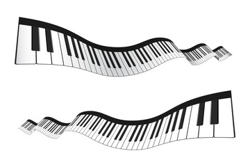 Set of 3D piano keyboard in perspective or isometric style. Realistic piano keys in different angles of view. Musical instrument keyboard for decorative design elements. Template for music festival. © Nick Julia
