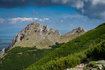Fototapeta na wymiar Mountain landscape, Tatry Poland - hiking trail to Giewont 