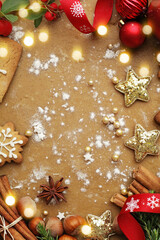 christmas cookies. baking of christmas cookies. decorative christmas gingerbreads and spices