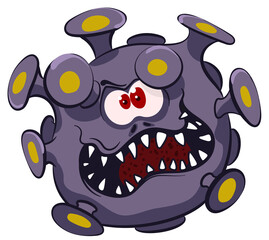 Dangerous evil virus with a toothy smile