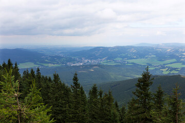 Clean Landscape in mountains Hruby Jesenik in the northeastern Bohemia, Czech Republic