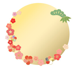 松竹梅円フレーム(金)