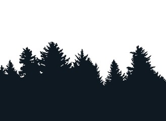 Obraz premium Background with evergreen forest silhouettes