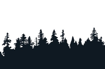 Background with evergreen forest silhouettes