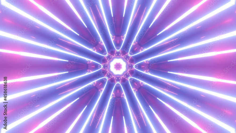 Poster 3d render. sci-fi tunnel with neon lights. abstract high-tech tunnel as background in the style of c