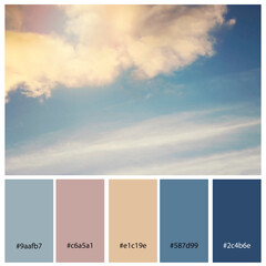 Designer Color Palette inspired by natural skyscape. Design pack with photograph and swatches with...