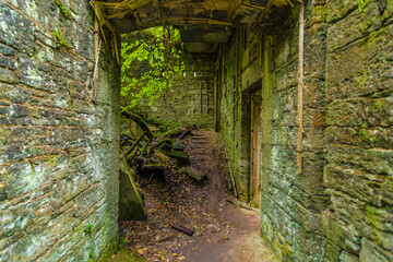 ABANDONED Buchanan Castle ruined country house in Stirlingshire, Scotland, located 1 mile west of the village of Drymen. A former nazi Prison hospital for prisoners like Rudolph Hess. No one owns this