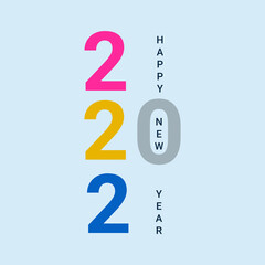 Happy New Year 2022 text design. Cover of business diary for 2022with wishes. Brochure design template, card, banner. Vector illustration. Isolated on white background.