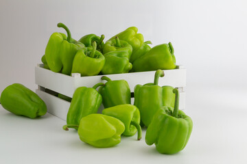 bell pepper, green pepper, pepper on white background