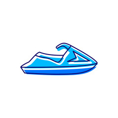 Jet ski outline icon. Maldives water transport. Exotic vacation. Tropical resort. Isolated vector stock illustration