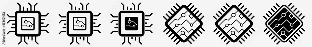 Poster microchip icon computer microchip set | microchips icon chipset vector illustration logo | micro chi