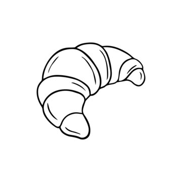 recommend clip art: Croissant in doodle style. For banner, poster and menu bakery shop. Hand drawn vector illustration isolated on white background.