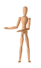 Wooden mannequin isolated on white background