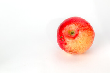 red-yellow apple on a white background