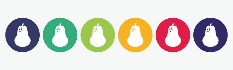 Pear flat icon set.