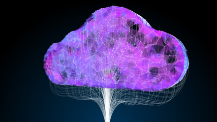 Cloud computing digital information technology using internet of things IOT - 3D Illustration Render