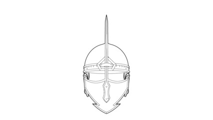Medieval Battle Helmet Illustration
