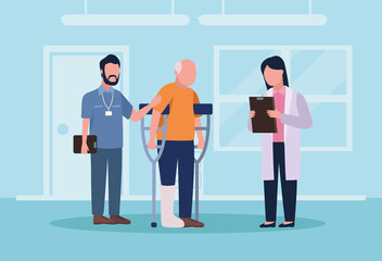 geriatrics doctors and old man