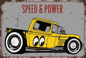 Poster Speed shop hot rod classic car american retro rockabilly © Vera