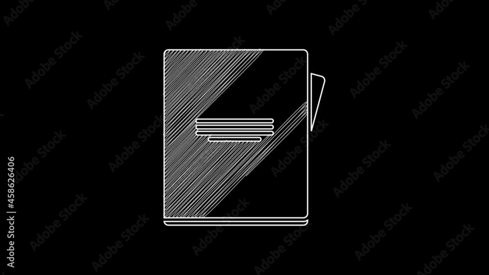Poster white line notebook icon isolated on black background. spiral notepad icon. school notebook. writing