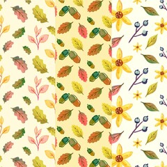 Fototapeta na wymiar watercolor autumn pattern collection vector design illustration