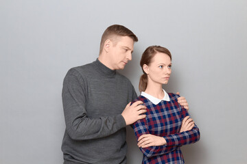 Portrait of couple after quarrel, relationship concept