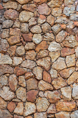 Rustic stone wall texture on surface.