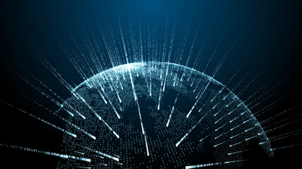 Global Big data internet of things IOT cloud computing AI network technology - 3D Illustration Render