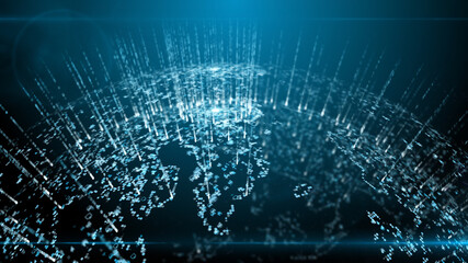 Global Cloud computing IOT mobile data network connectivity information technology - 3D Illustration Render