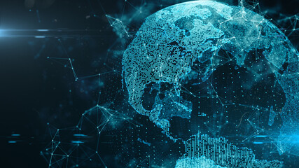 Global Information technology of internet of things IOT big data cloud computing - 3D Illustration Render