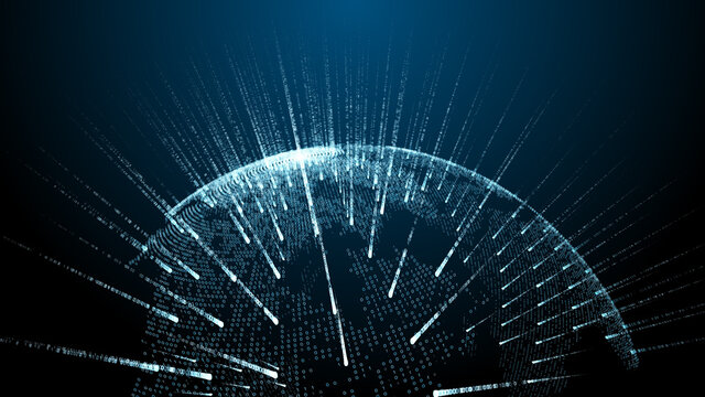 Global Big data internet of things IOT cloud computing AI network technology - 3D Illustration Render