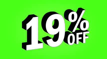 Sale tag 19 percent off - 3D and green - for promotion offers and discounts.