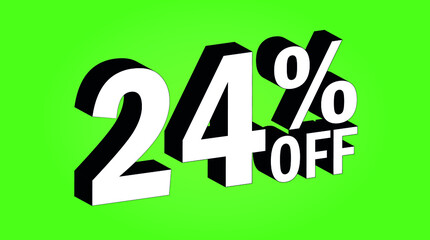 Sale tag 24 percent off - 3D and green - for promotion offers and discounts.